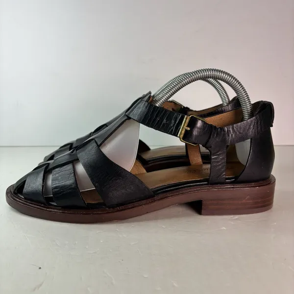 Madewell The Rina Fisherman Flats Black Leather Sandals Women's Size 8.5 US - Image 5