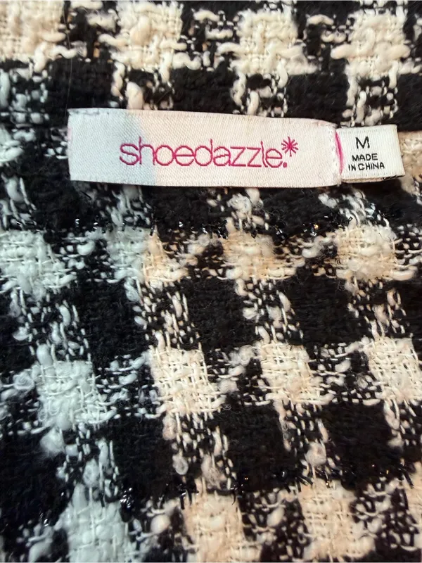 Shoedazzle Black & White Houndstooth Bouclé Shacket Jacket Oversized Medium - Image 8