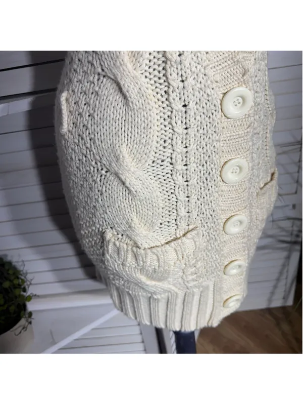 Bebe vintage Y2K long knit vest cream cable knit pockets coquette cottage boho - Image 5