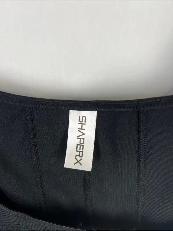 SHAPERX Fitness Black Zip Front Tummy Control Butt Lifter Faja Bodysuit M - Image 3