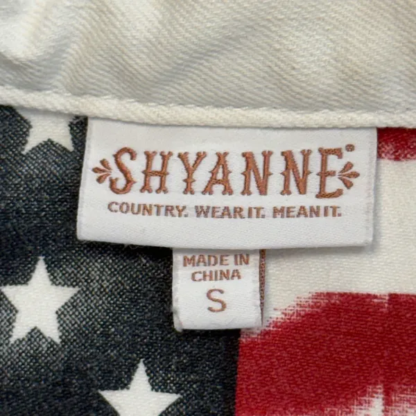 Shyanne‎ White Denim Vest Small Distressed American Flag Patriotic Western - Image 6