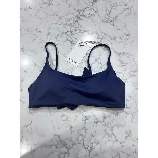 NWT Quince Deep Navy Italian Scoop Neck Bikini Top Size XS - Image 2