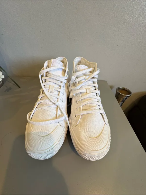 adidas White High-Top Platform Canvas Sneakers with Gum Outsole - Image 5