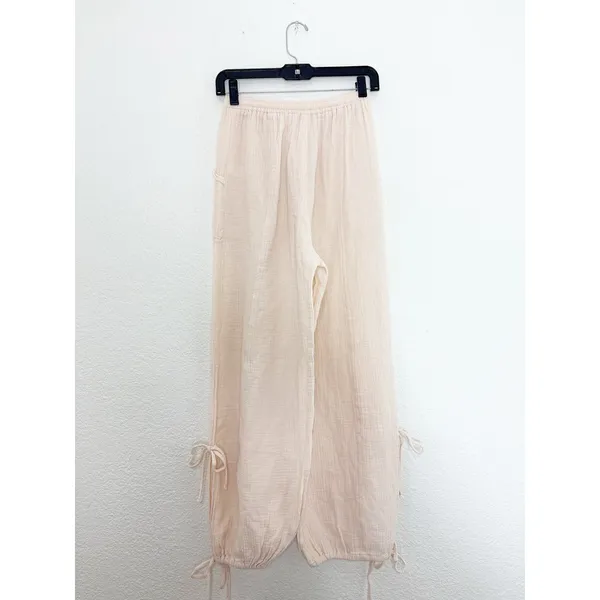 NWT Bohme Avery Crinkle Joggers Oatmeal Size Small Bohemian Balloon Leg Cotton - Image 16