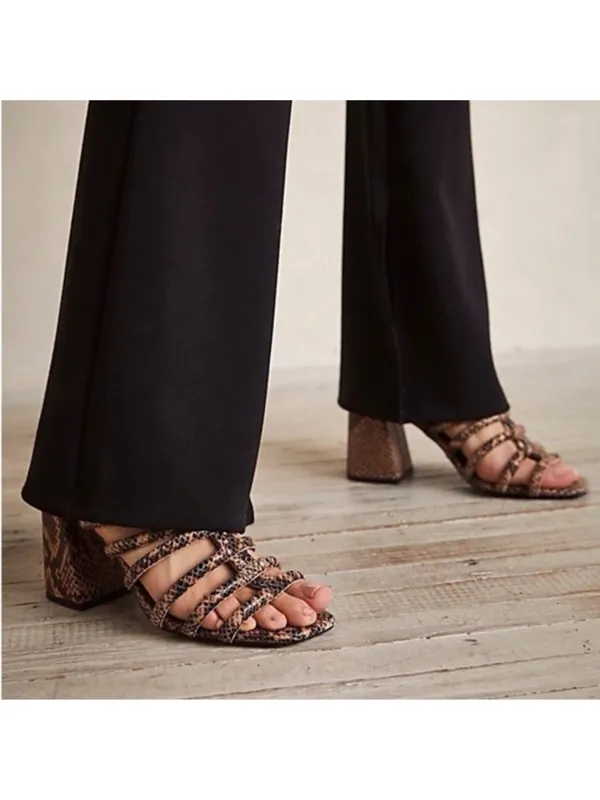 Free People Colette Shoes Size 6 Python Leather Caged Block Heel Sandal Mob Wife - Image 2