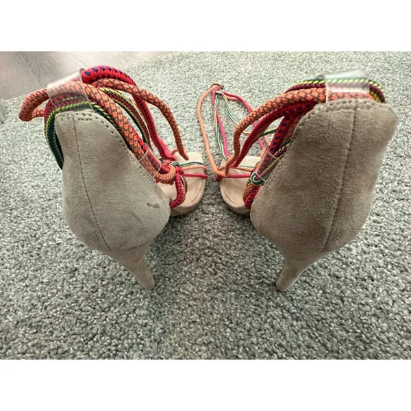 Steve Madden Multicolor Pumps Nude Pink Ankle Tie Laces Ropes Women's Sz 8 - Image 4