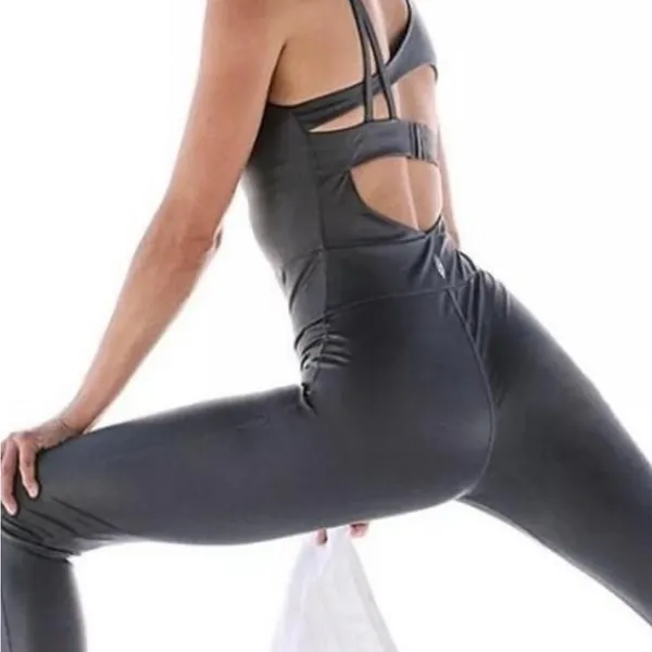 FP Movement by Free People Gray Cutout Active Jumpsuit - Image 2