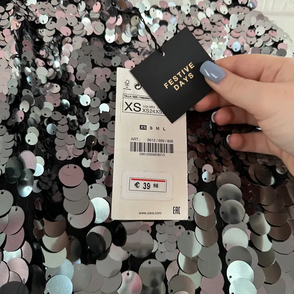 ZARA Sequin Silver Mini Dress - Image 5