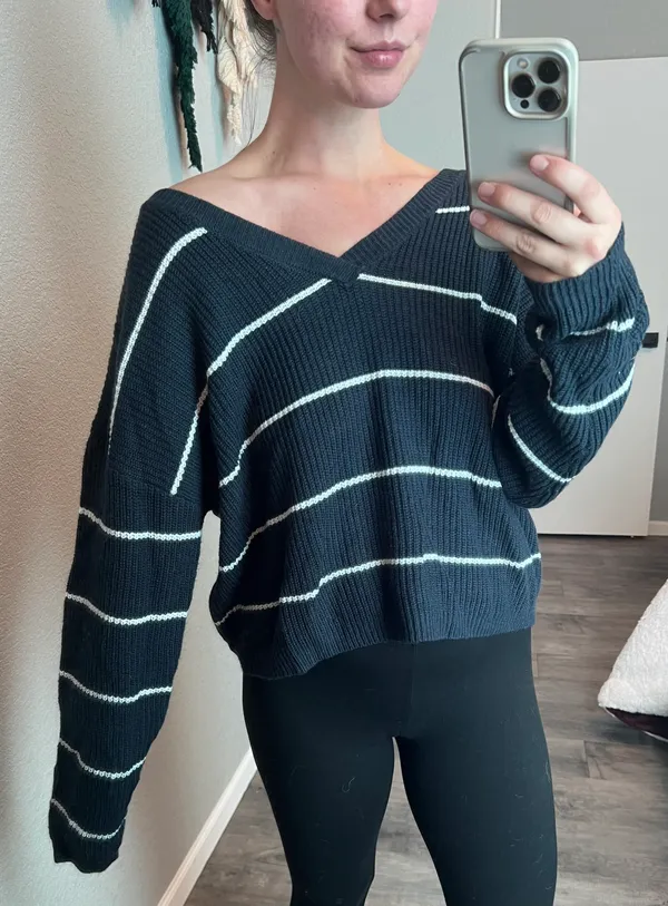 Striped Slouchy Sweater Multi Size L - Image 2