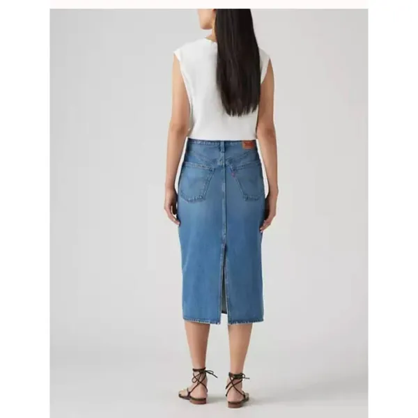New Levi's 27 Womens Denim High Rise Slit Skirt Blue Size 27 Meadow Games Clean - Image 3