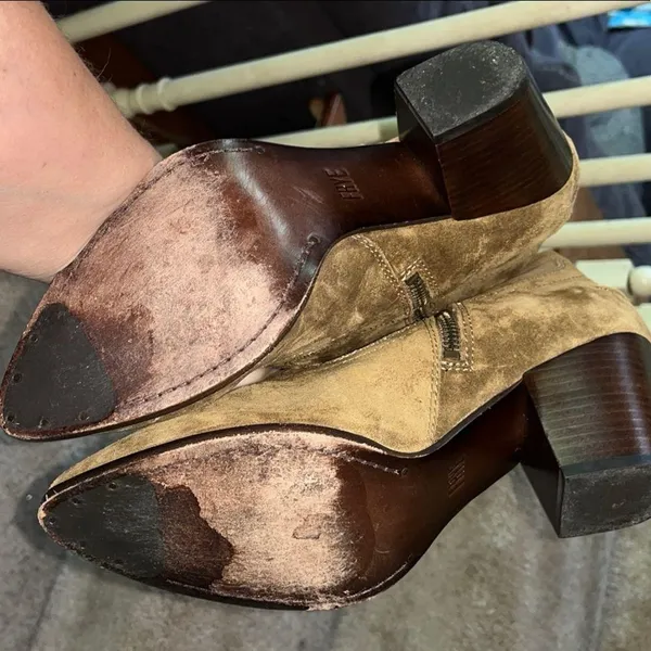 Frye Brown Ankle Boots Suede Slip-On - Image 5