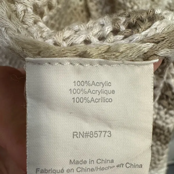 O’Neill Open Front Striped Knit Cardigan Sweater Size Large – Beige/Taupe - Image 4