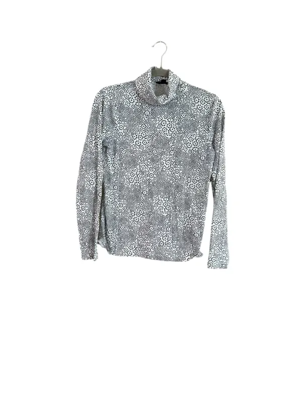 Women's J.Crew Long Sleeve Mock Neck Tee, Size M, White and Black Polka Dot - Image 8