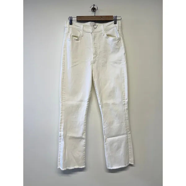 MOTHER The Hustler Ankle Fray Jeans High Rise Flare White Size 29 - Image 2