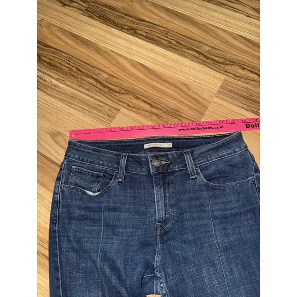Levi's 535 Women's Sz 31 Super Skinny Jeans Front Pipe Dark‎ Denim Raw Hem - Image 7