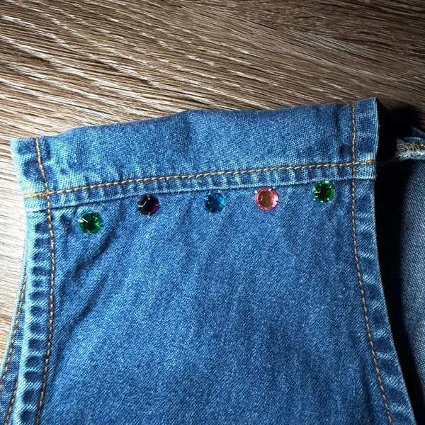 Y Not Denim Vest Blue‎ XL Vintage Rhinestone Studded 90s Boho Festival Casual - Image 2