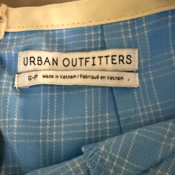 Urban Outfitters Blue Plaid Skirt‎ with Cream Trim Size Small - Image 3
