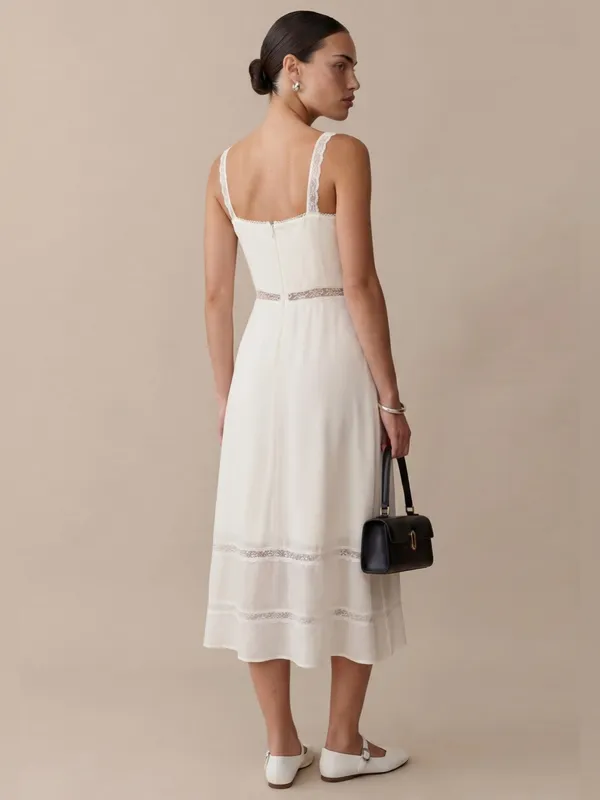 NWT Few Moda Katelina Dress size 4 white ivory cream o.p.t midi lace button up - Image 2