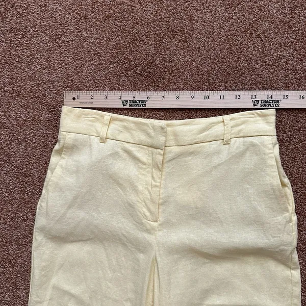 Linen Blend Rachel Zoe Pant Womens 4 Butter Yellow Spring Pastel Preppy 28 x 25 - Image 5