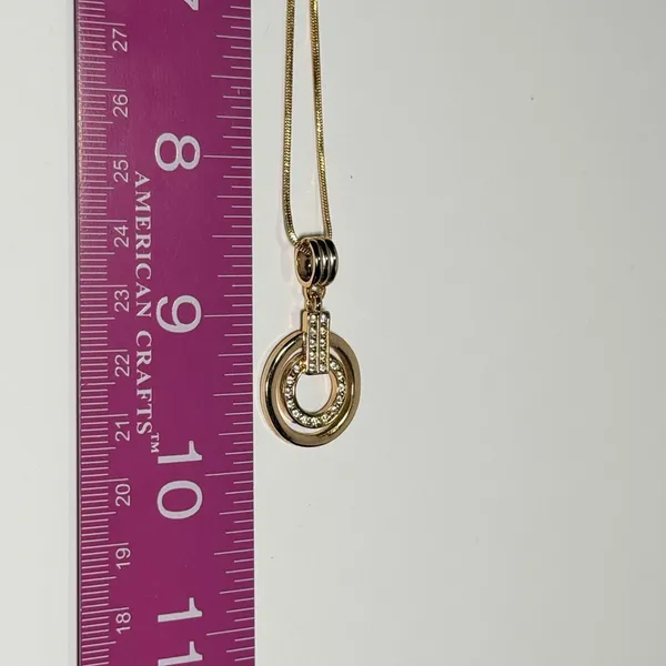 Double‎ Circle Pendant Necklace Drop Earrings Jewelry Set Gold Tone Rhinestone - Image 5