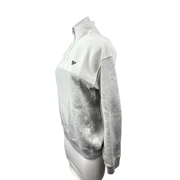Aritzia TNA Gray White 1/4 Zip Colorblock Long Sleeve Sweater Sweatshirt Top S - Image 3