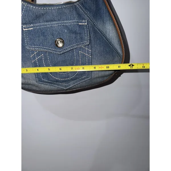 True religion denim Leather hobo bag purse shoulder bag pocket Logo hangtag M - Image 4