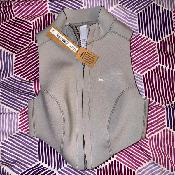 Skims Size xxs Sport Swim Mock Neck Zip Top Chrome Gray Sleeveless Zip Front NWT - Image 7
