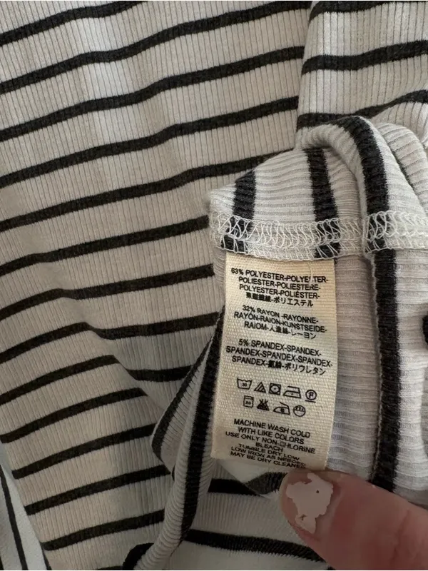 We The Free Free People Good Find Striped Bell Sleeve Ribbed Top grey‎ white size XS - Image 5