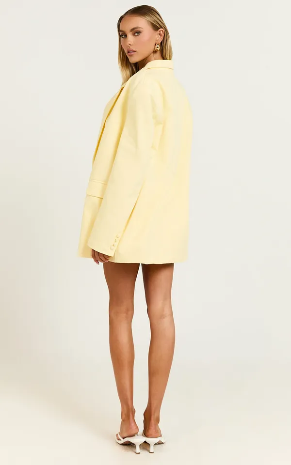 New Showpo Virginia Jacket Oversized Double Breasted Blazer Yellow MSRP $129 - Image 5