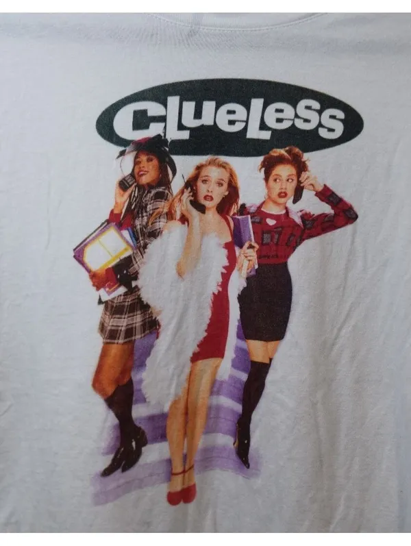 Port & Company Clueless Graphic T-Shirt Medium White 90s Y2K - Image 4