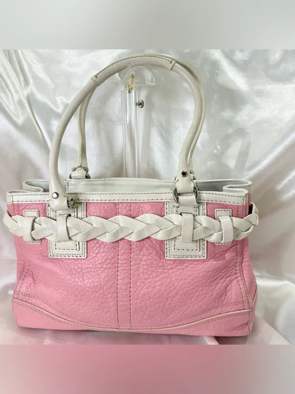 Vintage Coach Y2K Hamptons Carryall Satchel Bag Pink Leather Coquette F13084 - Image 2