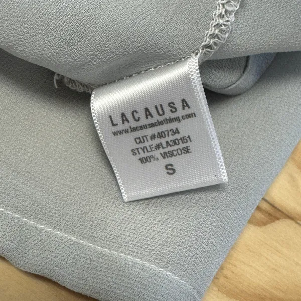 LACAUSA Grey Sleeveless Dropped Waist Midi Dress Semi Sheer Size Small‎ LA310151 - Image 8