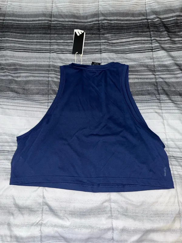 🌟NWT Adidas Women’s Navy BOXY Tank Top Blue Size L - Image 5