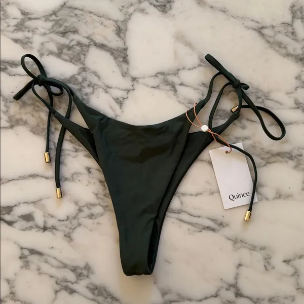 NWT Quince Italian Palm Green Italian Adjustable Side Tie Bikini Bottom Sz M - Image 6