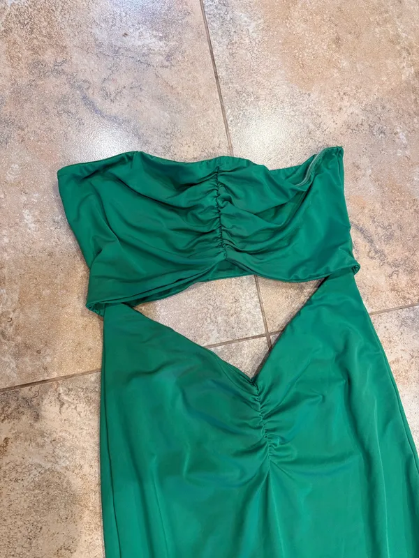 Tiger Mist Bright Green Strapless Cutout Ruched maxi Dress - Image 6