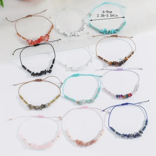 12PCS Mixed Color Rainbow Colorful Stone Crystal Bracelets - Image 4