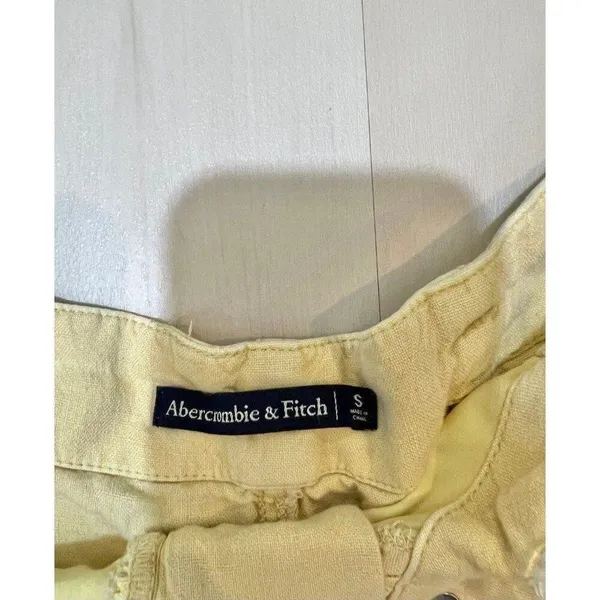 Abercrombie & Fitch Women Small Butter Yellow Linen Blend Shorts Coastal Retro - Image 3