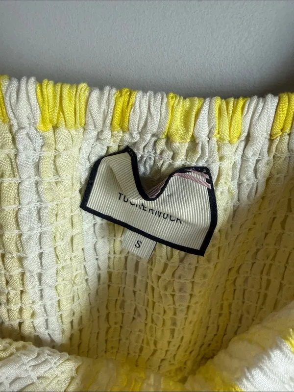 Tuckernuck Eubanks Wimberly Yellow Cabana Stripe Annie Smocked Dress Small - Image 7