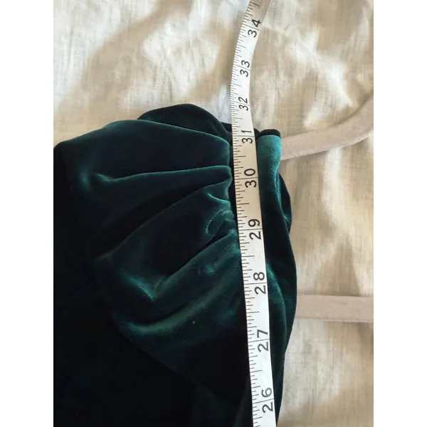 House of CB Abigail Emerald Velvet Mini Dress Womens S Teal Green Cutout Front - Image 9