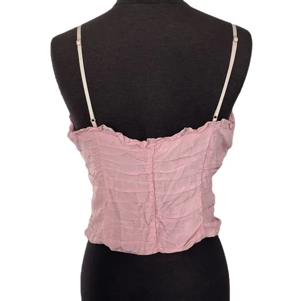 For Love & Lemons Palmetto Corset Cami Lace Up Tank Top Baby Pink Women’s Small - Image 3