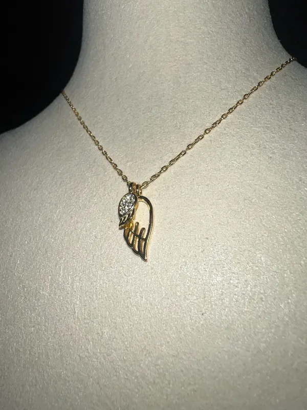 Handmade Angel wings 925 Sterling silver necklace dual charms - Image 2