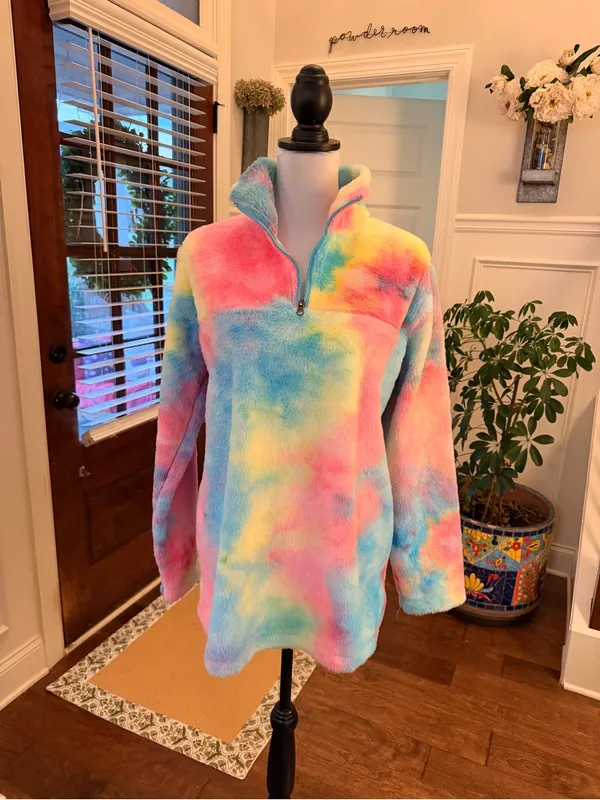 Boutique NWOT Sherpa Cotton Candy Quarter Zip Pullover Pink Size undefined - Image 2