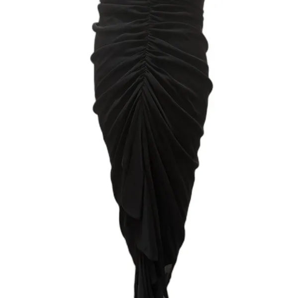 Betsy & Adam Vintage Y2K Black Ruched Rhinestone Midi Homecoming Dress Modern 6‎ - Image 4
