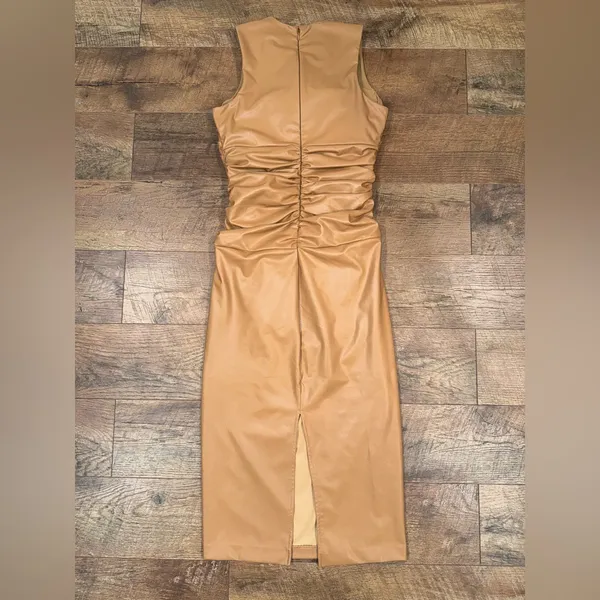 Express Body Contour Faux Leather Twist Front Midi Dress w/Built-In Shape Wear - Image 8
