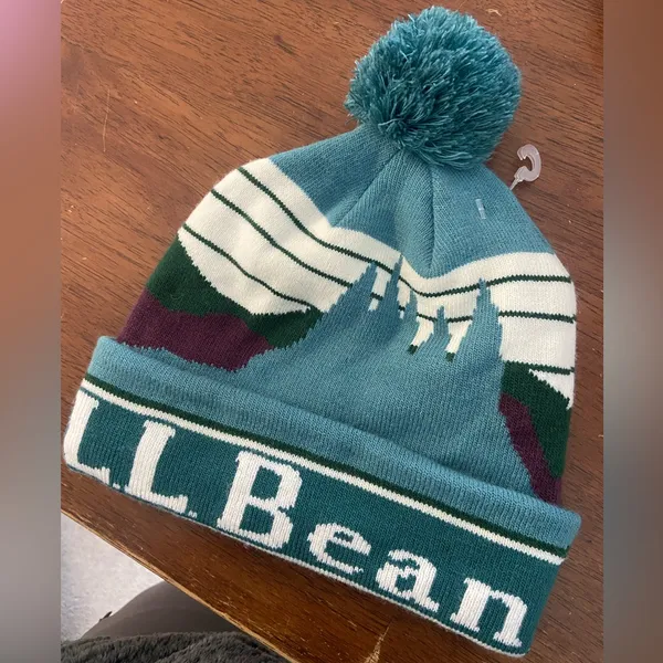 L.L. Bean Colorful Knit Pom Beanie with Logo - Image 2