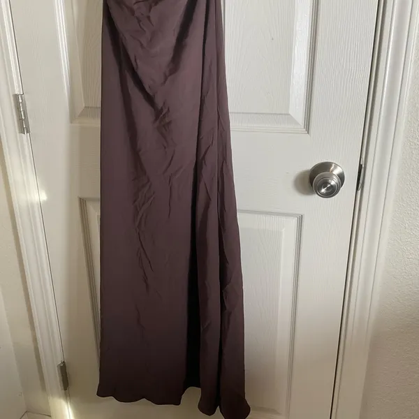 NWT Zara brown open-back maxi dress with back ruching size large - Image 5