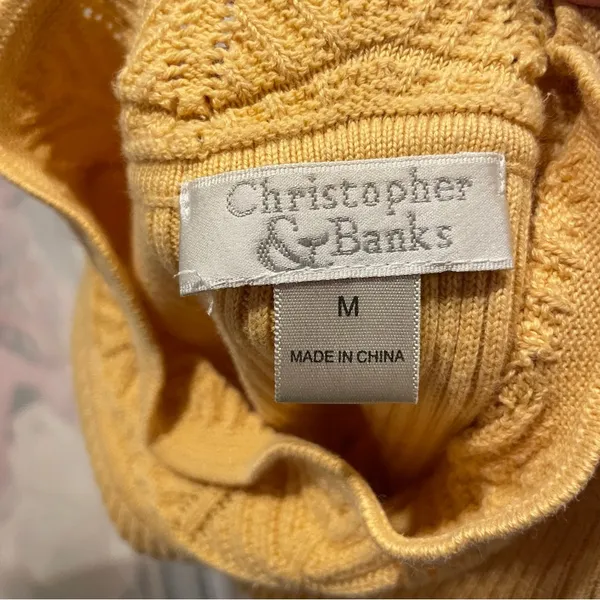 Christopher & Banks Vintage 90’s-y2k buttercup ribbed scallop knit mock neck short sleeve sweater - Image 9