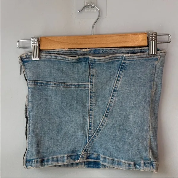 Zara Denim Crop Tube Top Corset - Image 5