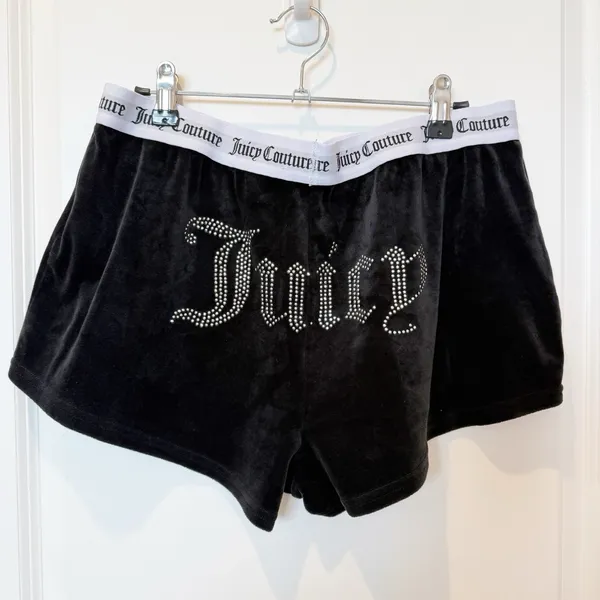 Y2K Juicy Couture Womens Micro Mini Lounge Shorts Large Spell Out Rhinestone - Image 2