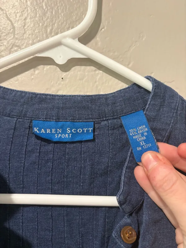 Karen Scott Navy Blue Long Sleeve Button Up - Image 2